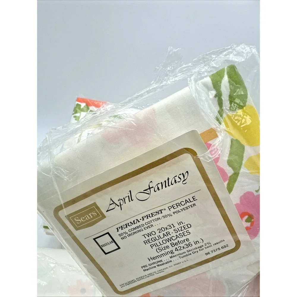Beautiful Vintage Prema-Prest Full Size Sheet Set Percale April Fantasy